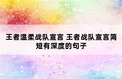 王者温柔战队宣言 王者战队宣言简短有深度的句子